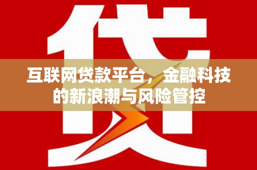阿城互联网贷款平台，金融科技的新浪潮与风险管控